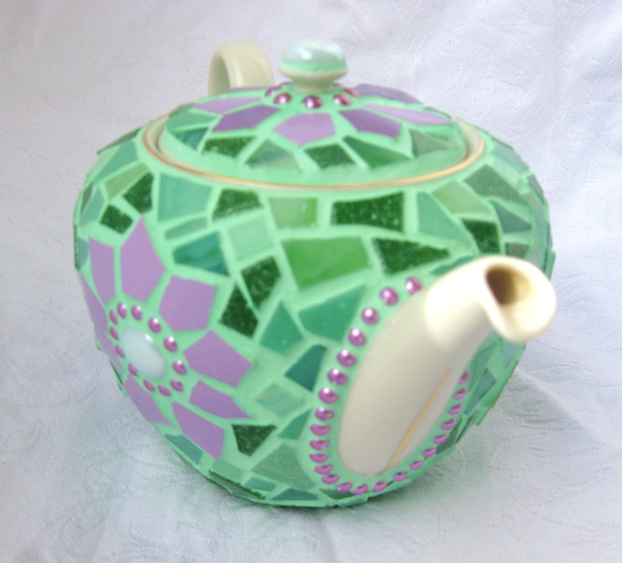 Frances Green Mosaic Teapot in Green and Lilac